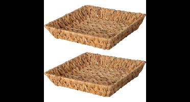 H&S Collection Broodmand - 2x - gevlochten riet - naturel - 29 x 29 x 6 cm