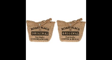 H&S Collection Deurstopper 1 kilo gewicht - 2x - jute - met lus van touw - 17 x 14 cm