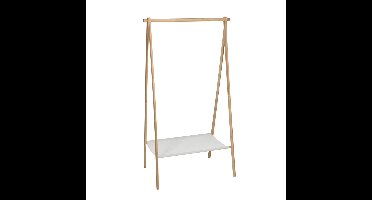 H&S Collection Kledingrek - met plank - bamboe- lichtbruin-wit