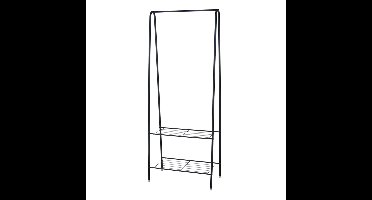 H&S Collection Kledingrek met planken - metaal - zwart