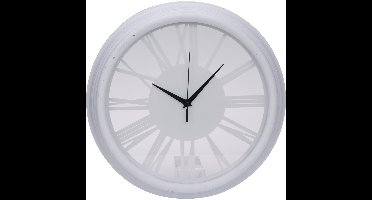 H&S collection Wandklok Memphis - D37 cm - kunststof - ivoor wit