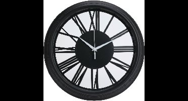 H&S collection Wandklok Memphis - D37 cm - kunststof - zwart