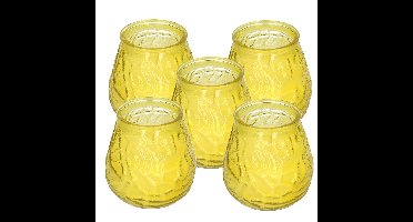 H&S Collection windlicht - 5x - geel - glas - citrus geur - 48 branduren