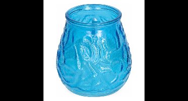 H&S Collection windlicht - blauw - glas - citrus geur - 48 branduren