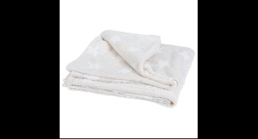 H&S Fleece deken/plaid - polyester - beige - 130 x 160 cm