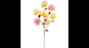 H&S Kunst herfsttak decoratie - 60 cm - steel met Esdoorn bladeren