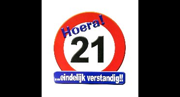 Hulde stopbord 21 jaar - 50 x 50 cm - Versiering verjaardag