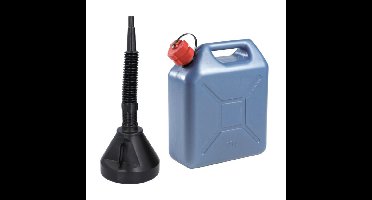 Jerrycan blauw voor olie en brandstof - met trechter van 39 cm