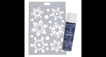 Kerst raamsjabloon sneeuwvlokken - incl. sneeuwspray 150 ml