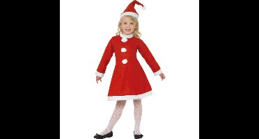 Kerst verkleed jurkje - rood - met kerstmuts - voor meisjes