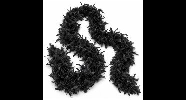 Kerstboomversiering boa - zwart - 180 cm - kerstslinger veren