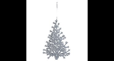 Kersthangers kerstboom - zilver glitters - 15 cm - kunststof - ornamenten - kerstversiering