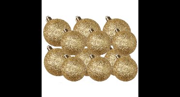 Kerstversiering set glitter kerstballen goud 6 - 8 cm - pakket van 30x stuks