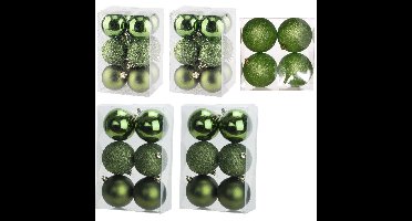 Kerstversiering set kerstballen appelgroen 6 - 8 - 10 cm - 40x stuks
