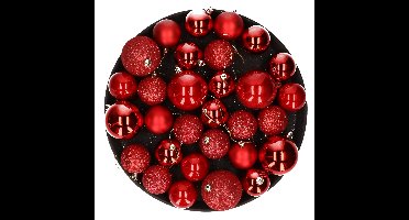 Kerstversiering set kerstballen rood 6 - 8 cm - pakket van 36x stuks