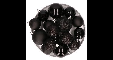 Kerstversiering set kerstballen zwart 6 - 8 cm - pakket van 48x stuks