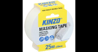 Kinzo Afplaktape/schilderstape - wit - 36mm x 25m - voor binnen/buiten