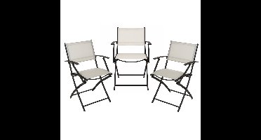 Klapstoel - 3x - beige - opklapbaar - 46 x 52 x 85 cm