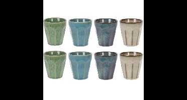 Koffiekopjes - porselein - multi kleuren - 8x - 250 ml