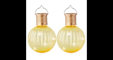 Lampion solar verlichting - 8x - geel - 11 cm - LED