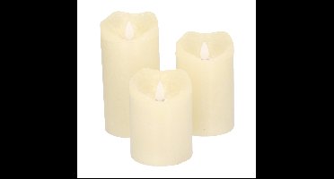 LED kaarsen/stompkaarsen - set van 3x - creme wit - wax - timer