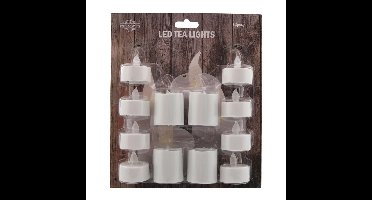 LED theelichtjes - 12x - diverse maten - kunststof - waxinelicht