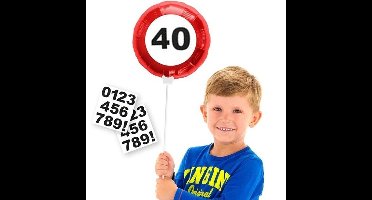 Leeftijd 40 jaar verjaardag versiering folieballon met leeftijd cijfers stickers 23 cm