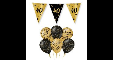 Leeftijd 40 jaar verjaardag versiering pakket zwart/goud 2-soorten