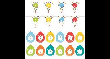 Leeftijd verjaardag 2 jaar geworden feestpakket vlaggetjes/ballonnen