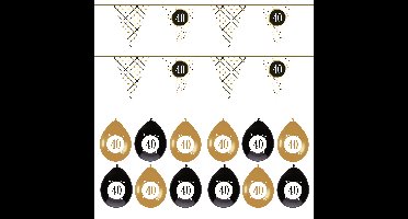 Leeftijd verjaardag 40 jaar geworden feestpakket vlaggetjes/ballonnen