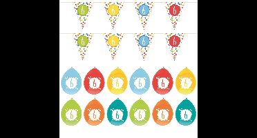 Leeftijd verjaardag 6 jaar geworden feestpakket vlaggetjes/ballonnen