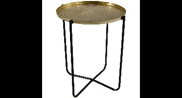 Lesli Living Bijzettafel - goud/zwart - rond - metaal - 50 cm