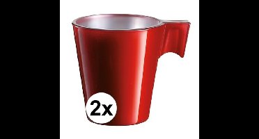 Lumicarc Espresso kopjes - 2x - rood metallic - koffiekopjes van 80 ml