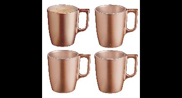 Luminarc Koffiemokken Monaco - 4x stuks - caramel bruin - 250 ml
