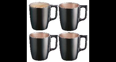 Luminarc Koffiemokken Monaco - 4x stuks - zwart - 250 ml