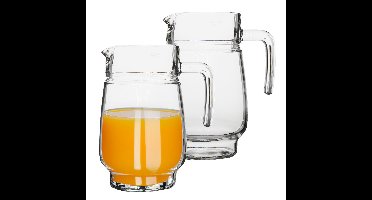 Luminarc luxe schenkkan/karaf - 2x - glas - 1,6 liter - Sap/waterkan