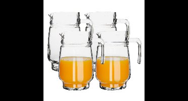 Luminarc luxe schenkkan/karaf - 4x - glas - 1,6 liter - Sap/waterkan