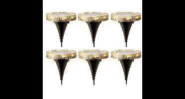 Lumineo grondspot solar - 6x - mozaiek - grijs - 12 x 13 cm - prikspot