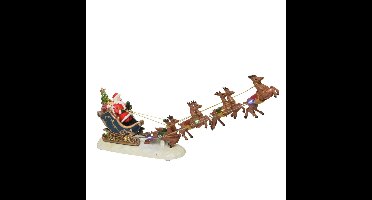 Lumineo kerstbeeld - kerstman in slee - 33,5 cm - met verlichting