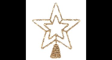 Lumineo kerstboom piek ster - goud - 26 cm - led warm wit - kerstpiek
