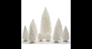 Lumineo Kerstdorp kerstbomen - 9x st - wit - polyresin - Mini