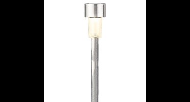 Lumineo Prikspot solar - LED - zilver - H36 cm - RVS - warm wit