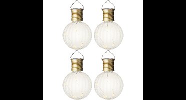 Lumineo solar led verlichting bol - set 4x - warm wit - kunststof