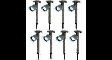 Lumineo Solar prikspot/tuinspot - 8x - metaal - zwart - H26 cm