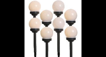 Lumineo solar prikspots - set 8x - bollen verlichting - H27 cm - wit
