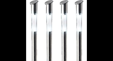 Lumineo Tuinfakkel Bodi - 4x - solar - RVS - koel wit - 57 cm