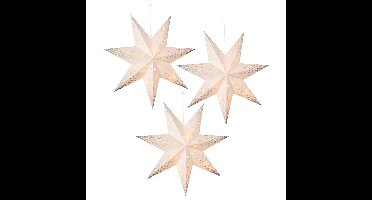 Lumineo Verlichte kerststerren - 3x - wit - 40 cm - batterij - 10 leds