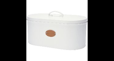 Luxe broodtrommel - wit - metaal - 33 x 18 x 15 cm - Broodtrommels