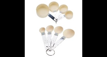 Maatschepjes/maatlepeltjes Set 8 stuks Kunststof/RVS Creme?