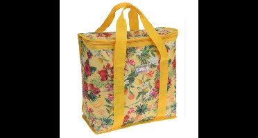 Medium size koeltas voor lunch Tropical Flowers geel/creme 34 x 16 x 36 cm 16 liter